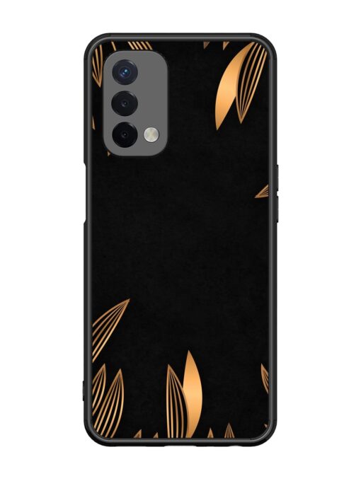 Golden Leaf Pattern Glossy Metal Phone Cover for Oppo A74 (5G) Zapvi