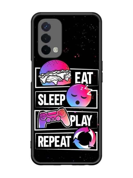 Eat Sleep Play Repeat Glossy Metal Phone Cover for Oppo A74 (5G) Zapvi