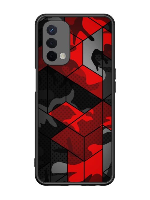 Royal Red Camouflage Pattern Glossy Metal Phone Cover for Oppo A74 (5G)