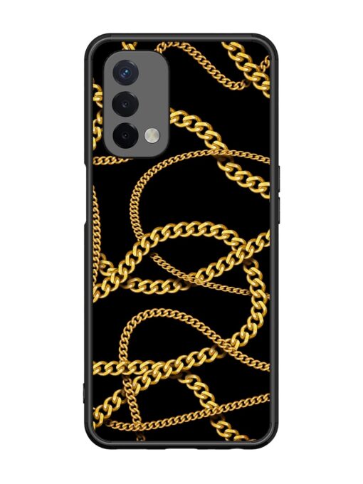 Decorative Golde Chain Glossy Metal Phone Cover for Oppo A74 (5G) Zapvi