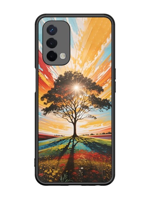 Abstract Tree Colorful Art Glossy Metal Phone Cover for Oppo A74 (5G)