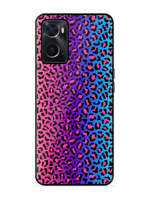 Colorful Leopard Seamless Glossy Metal Phone Cover for Oppo A76 Zapvi