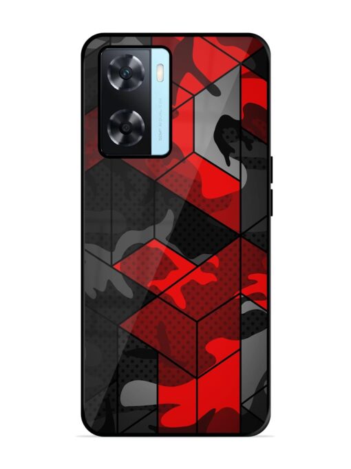 Royal Red Camouflage Pattern Glossy Metal Phone Cover for Oppo A77 Zapvi