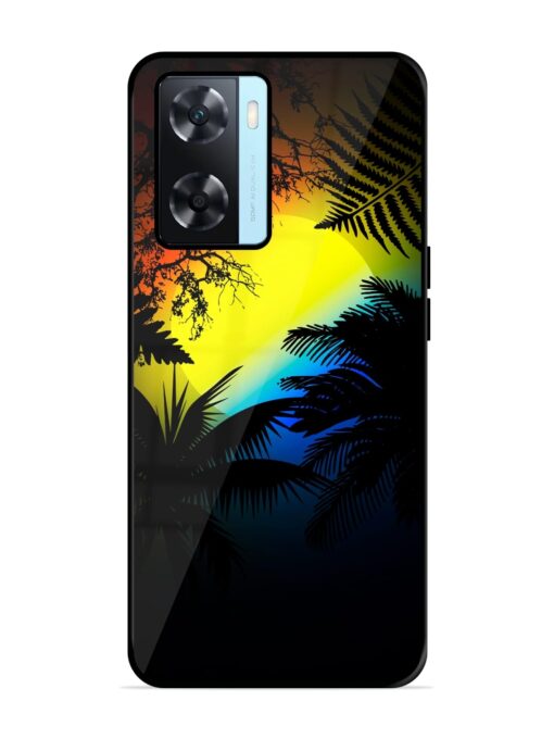 Colorful Sunset With Palm Trees Glossy Metal Phone Cover for Oppo A77 Zapvi