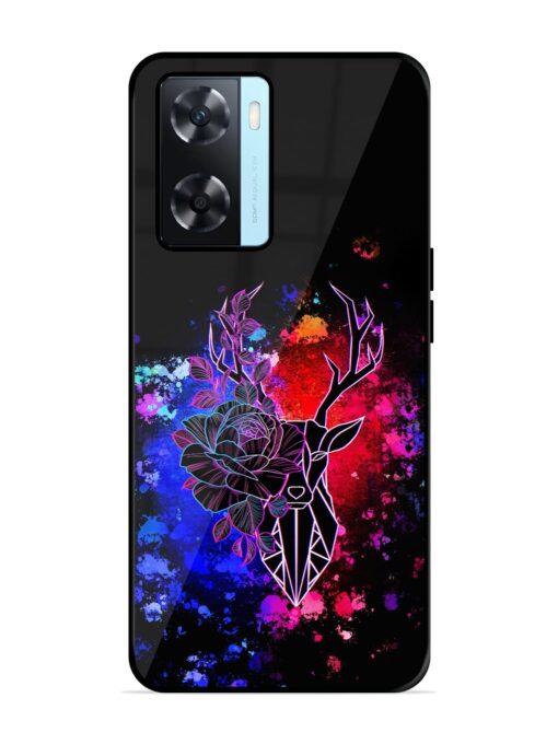 Floral Deer Art Glossy Metal Phone Cover for Oppo A77 Zapvi