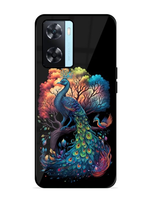 Peacock Tree Art Glossy Metal Phone Cover for Oppo A77 Zapvi