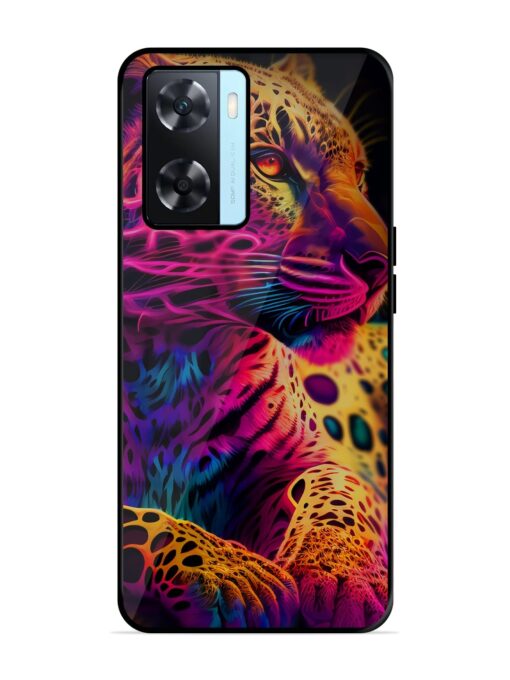 Leopard Art Glossy Metal Phone Cover for Oppo A77 Zapvi