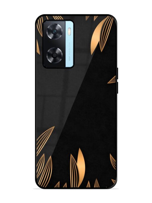 Golden Leaf Pattern Glossy Metal Phone Cover for Oppo A77S