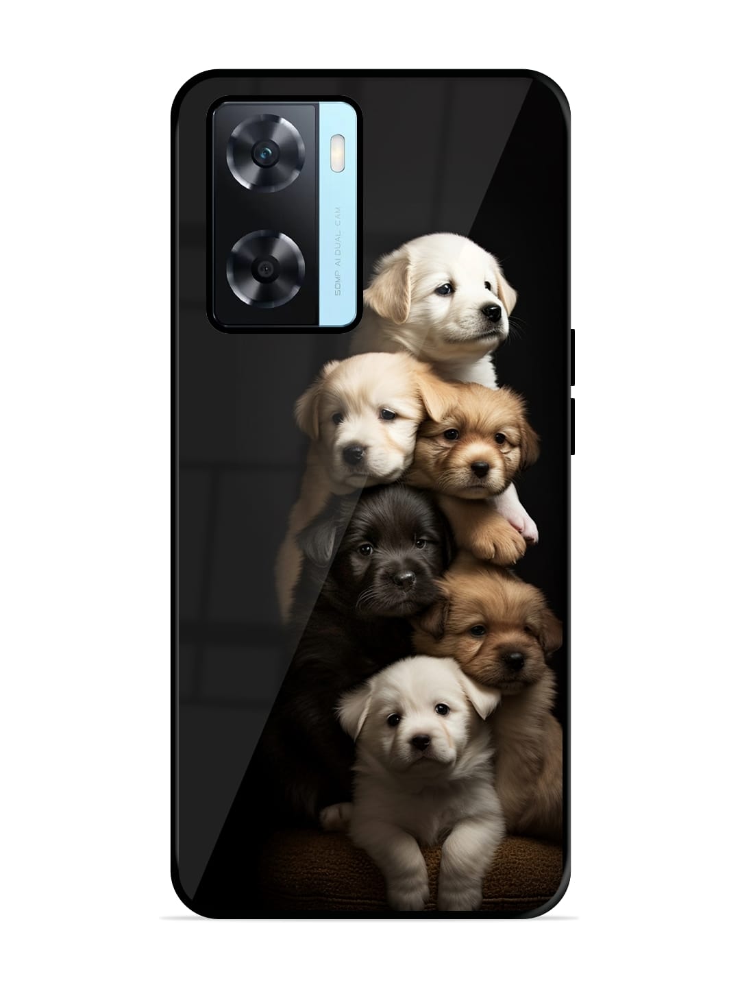 Buy Cute Baby Dogs Glossy Metal Phone Cover for Oppo A77S at Rs