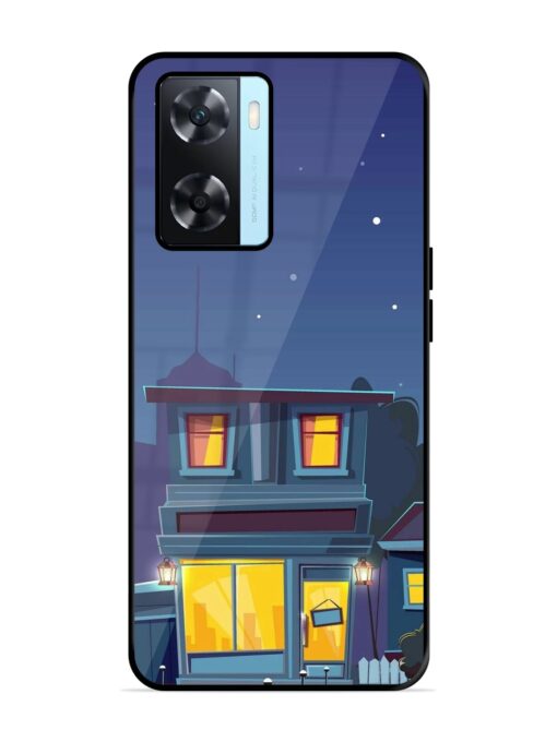 Vector Night House Glossy Metal Phone Cover for Oppo A77S