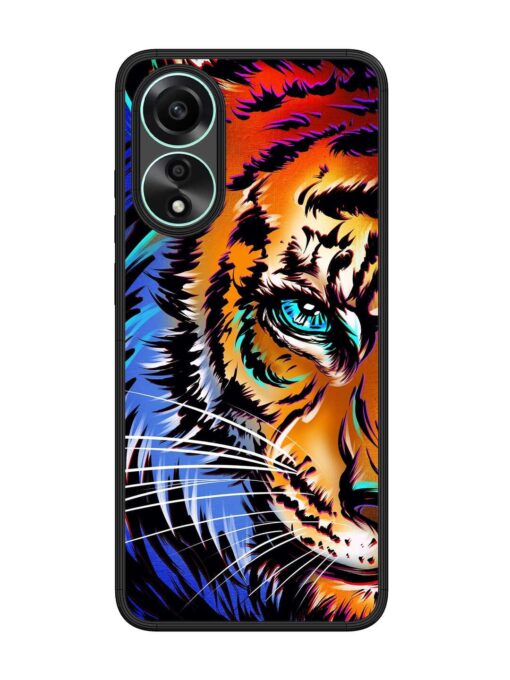 Colorful Lion Art Glossy Metal Phone Cover for Oppo A78 (4G)