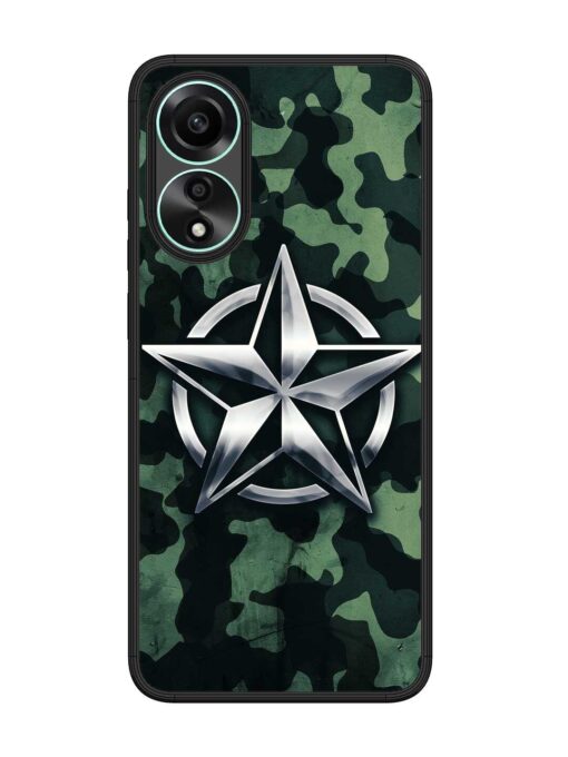 Indian Army Star Design Glossy Metal Phone Cover for Oppo A78 (4G)