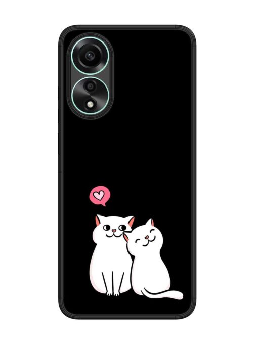 Cat Love Glossy Metal Phone Cover for Oppo A78 (4G) Zapvi