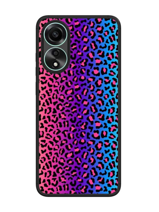 Colorful Leopard Seamless Glossy Metal Phone Cover for Oppo A78 (4G)