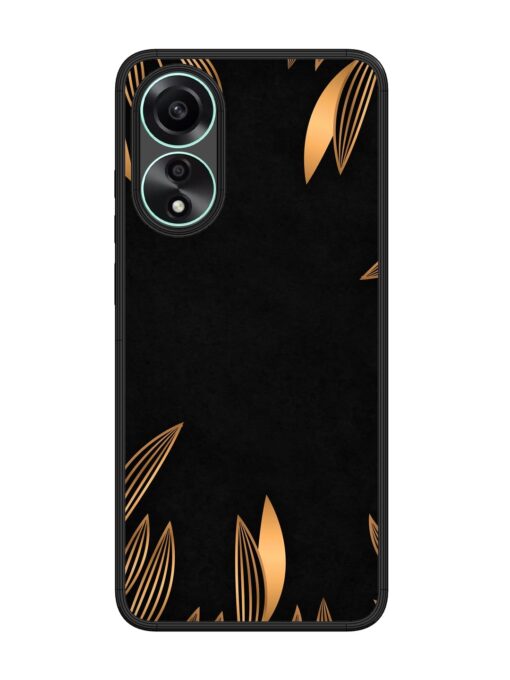 Golden Leaf Pattern Glossy Metal Phone Cover for Oppo A78 (4G) Zapvi