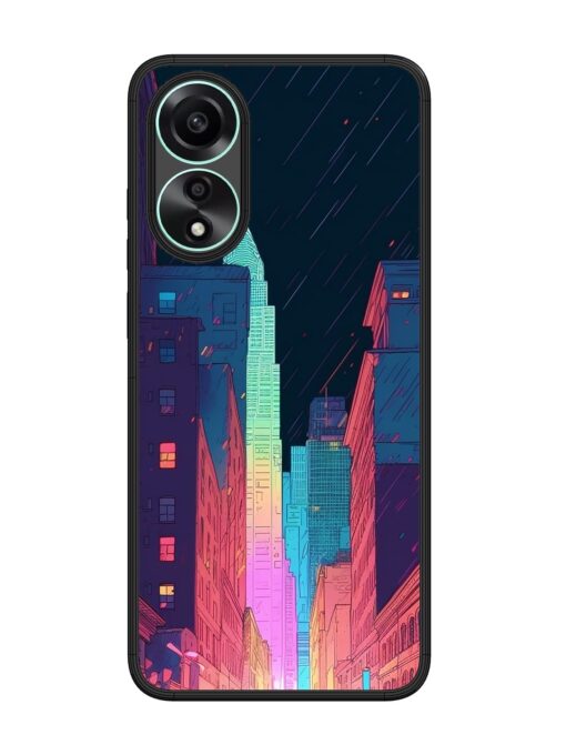 Minimal City Art Glossy Metal Phone Cover for Oppo A78 (4G) Zapvi