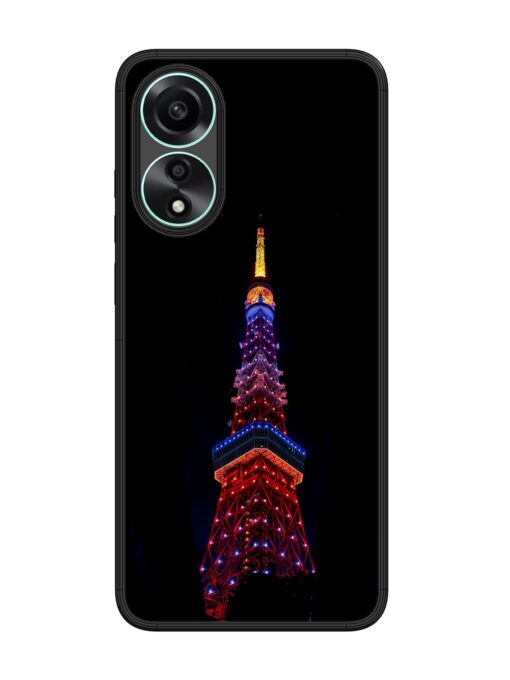 Eiffel Tower Night View Glossy Metal Phone Cover for Oppo A78 (4G) Zapvi