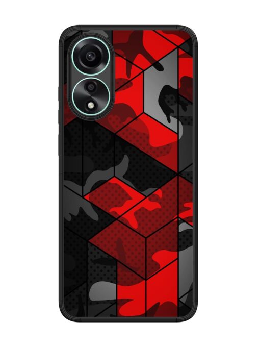 Royal Red Camouflage Pattern Glossy Metal Phone Cover for Oppo A78 (4G) Zapvi