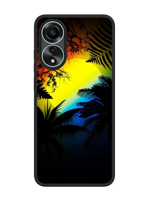 Colorful Sunset With Palm Trees Glossy Metal Phone Cover for Oppo A78 (4G)