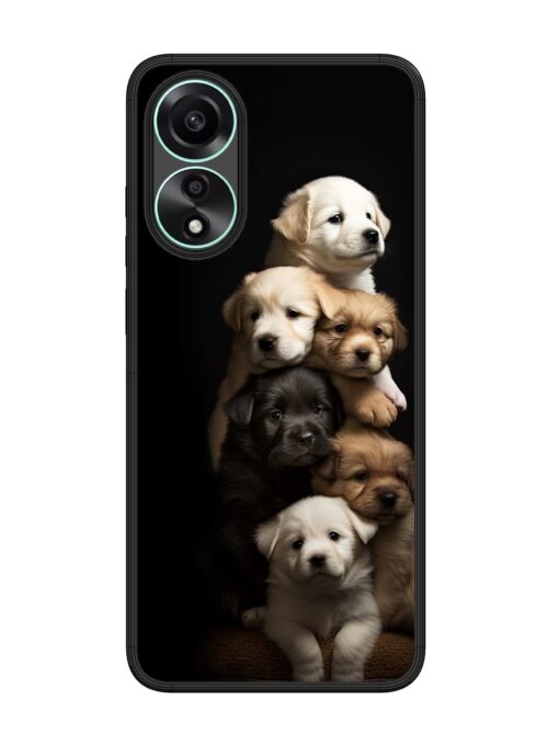 Cute Baby Dogs Glossy Metal Phone Cover for Oppo A78 (4G)