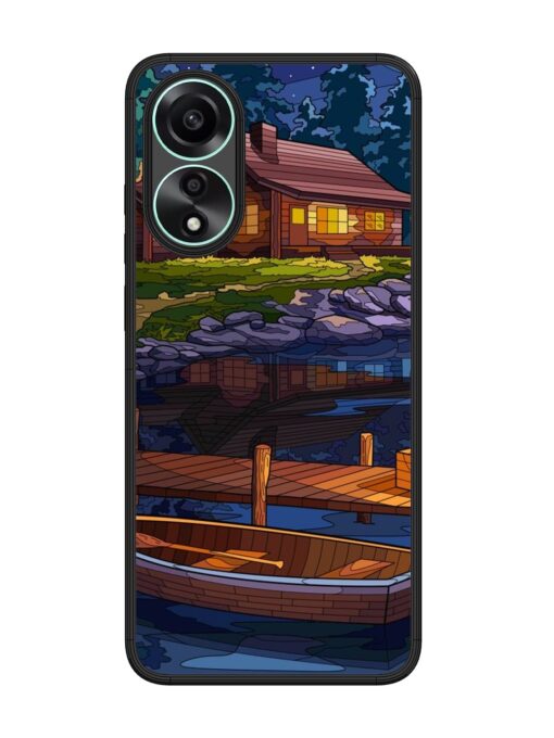 Village Night Scene Glossy Metal Phone Cover for Oppo A78 (4G)