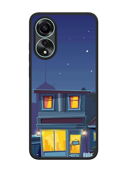 Vector Night House Glossy Metal Phone Cover for Oppo A78 (4G) Zapvi