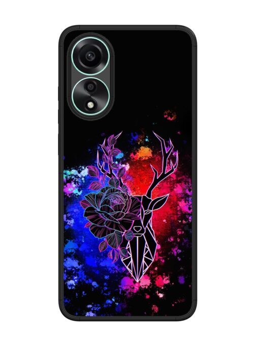 Floral Deer Art Glossy Metal Phone Cover for Oppo A78 (4G) Zapvi