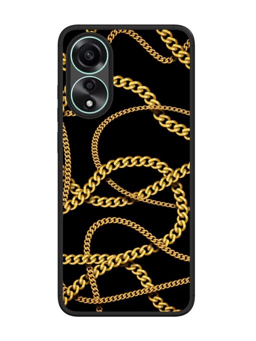 Decorative Golde Chain Glossy Metal Phone Cover for Oppo A78 (4G) Zapvi