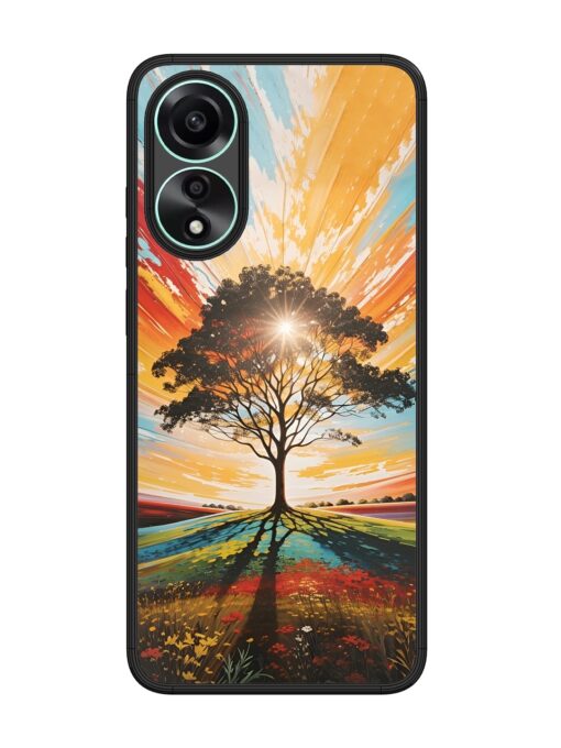 Abstract Tree Colorful Art Glossy Metal Phone Cover for Oppo A78 (4G) Zapvi