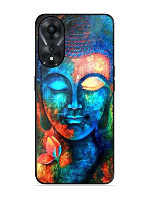 Buddha Painting Glossy Metal Phone Cover for Oppo A78 (5G)