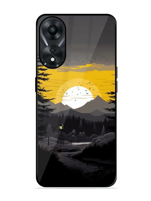 Sunset Vector Glossy Metal Phone Cover for Oppo A78 (5G)