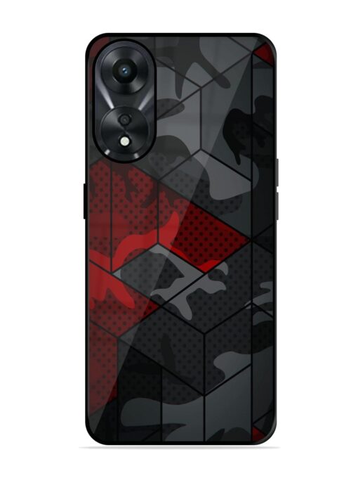 Red And Grey Pattern Glossy Metal Phone Cover for Oppo A78 (5G) Zapvi