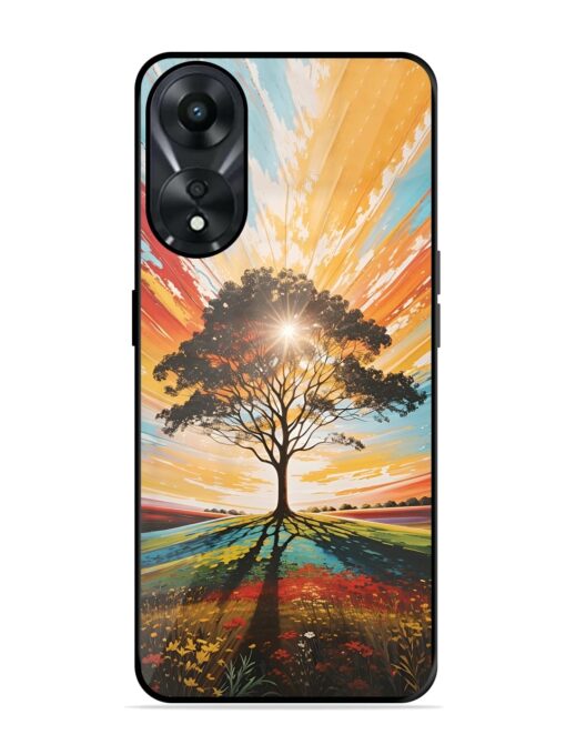 Abstract Tree Colorful Art Glossy Metal Phone Cover for Oppo A78 (5G) Zapvi