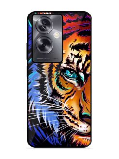 Colorful Lion Art Glossy Metal Phone Cover for Oppo A79 (5G)