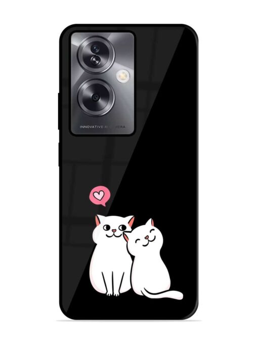 Cat Love Glossy Metal Phone Cover for Oppo A79 (5G)