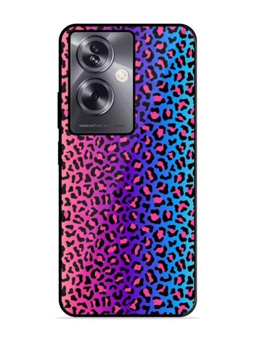 Colorful Leopard Seamless Glossy Metal Phone Cover for Oppo A79 (5G)