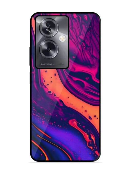 Fluid Blue Pink Art Glossy Metal Phone Cover for Oppo A79 (5G)