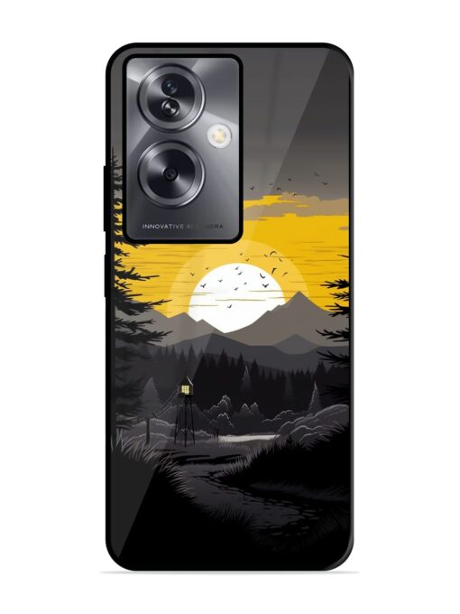 Sunset Vector Glossy Metal Phone Cover for Oppo A79 (5G)