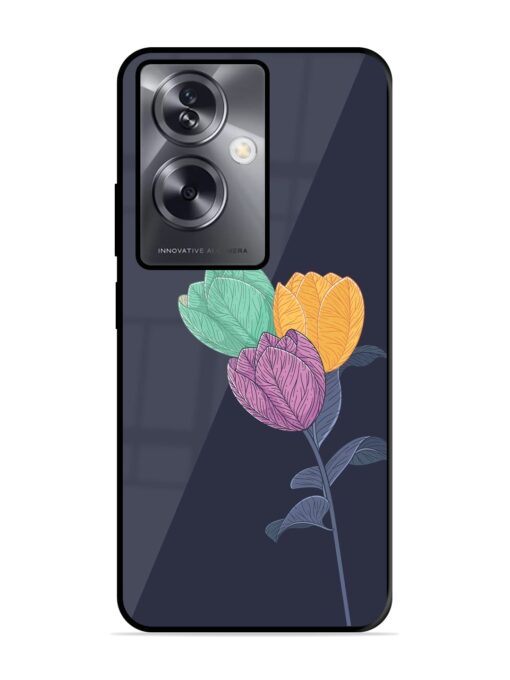 Flower Vector Glossy Metal Phone Cover for Oppo A79 (5G)