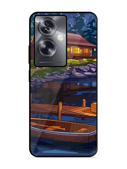 Village Night Scene Glossy Metal Phone Cover for Oppo A79 (5G) Zapvi