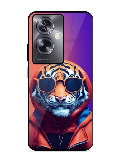 Tiger Animation Glossy Metal Phone Cover for Oppo A79 (5G)