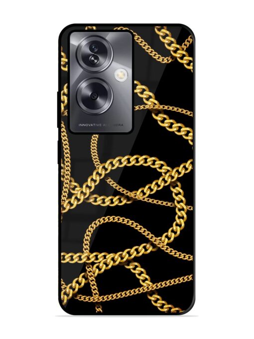 Decorative Golde Chain Glossy Metal Phone Cover for Oppo A79 (5G)