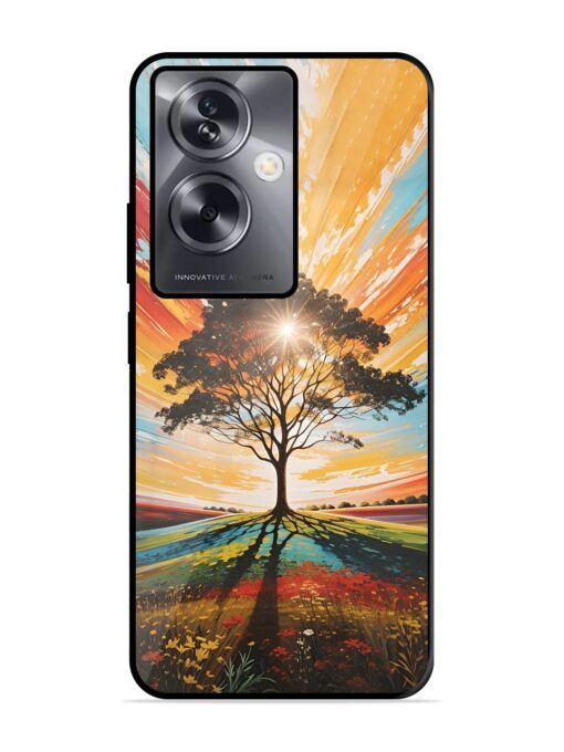 Abstract Tree Colorful Art Glossy Metal Phone Cover for Oppo A79 (5G)