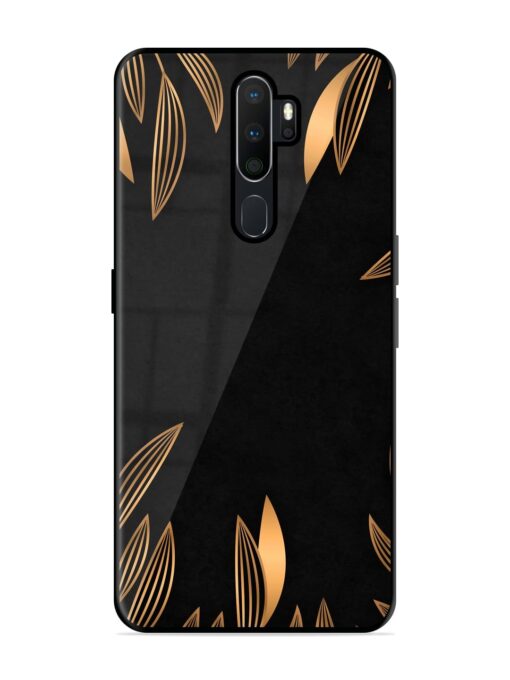 Golden Leaf Pattern Glossy Metal Phone Cover for Oppo A9 Zapvi