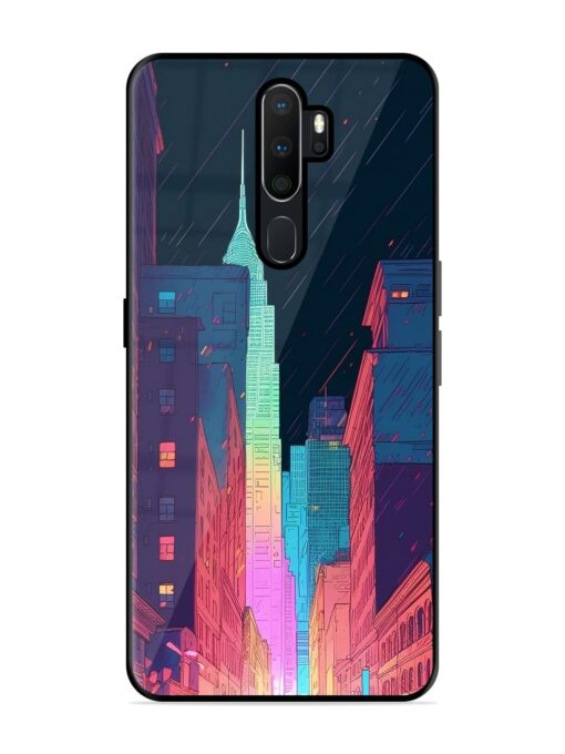 Minimal City Art Glossy Metal Phone Cover for Oppo A9 Zapvi