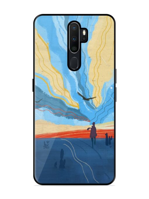 Minimal Abstract Landscape Glossy Metal Phone Cover for Oppo A9 Zapvi