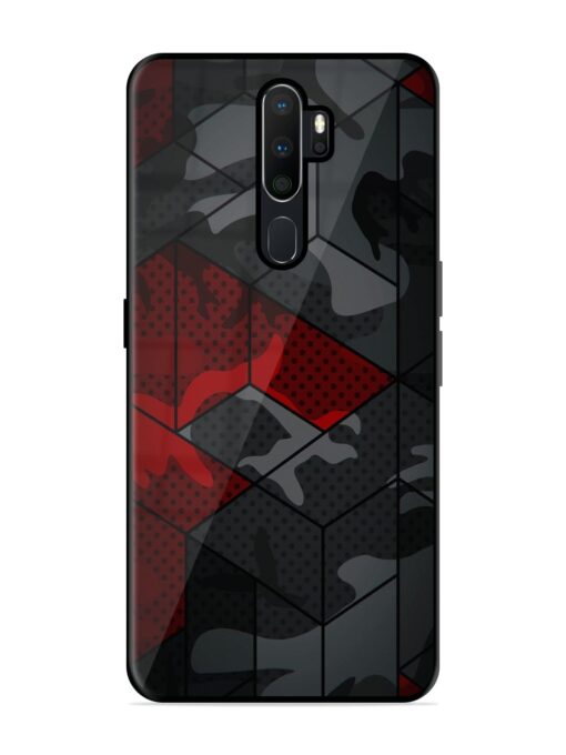 Red And Grey Pattern Glossy Metal Phone Cover for Oppo A9 Zapvi