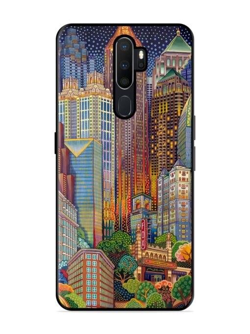 Cityscapes Art Glossy Metal Phone Cover for Oppo A9 Zapvi