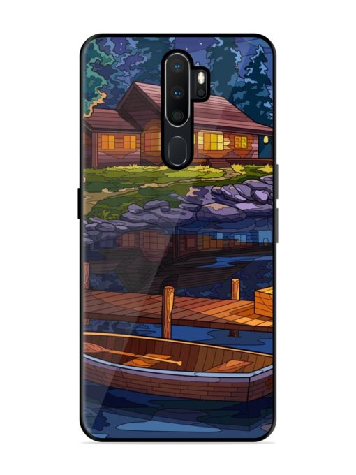 Village Night Scene Glossy Metal Phone Cover for Oppo A9 Zapvi