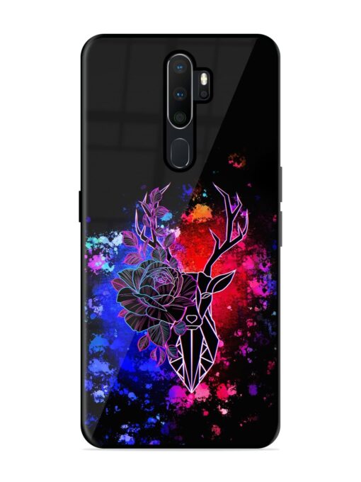 Floral Deer Art Glossy Metal Phone Cover for Oppo A9 Zapvi